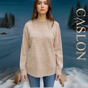 Caslon Women's Light Tan Crew Neck Sweater